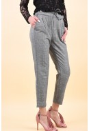 Pantaloni Dama Vero Moda Eva Loose String Checked Grey /White